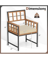Sugift Set of Six Patio Dining Chairs with Acacia Wood and Cushions