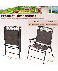 Sugift Set of Four Patio Folding Dining Chairs with Armrests