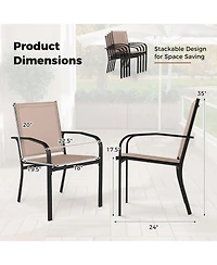 Sugift Outdoor Dining Chairs Set of Two with High Back and Metal Frame