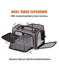 Zeus and Ruta Airline Approved Rolling Cat Carrier With Wheels Telescopic Handle And Shoulder Strap For Pets Under 25lbs Grey