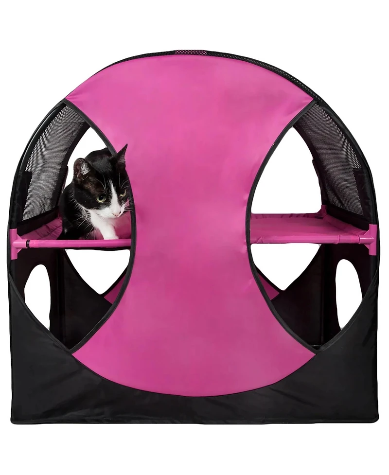 Zeus and Ruta Collapsible Cat Playpen Folding Soft Pet Obstacle Course Indoor Outdoor Travel Kitten House Bed