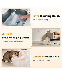 Zeus and Ruta Cordless Pet Water Fountain 4.5L Dual Tank Filtration Automatic Cat Dog Dispenser Easy Clean Design