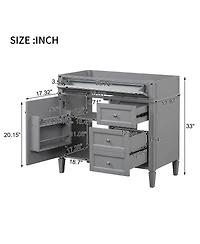 Sillysis 36 Inch Modern Bathroom Vanity without Top Sink, Soft Close Drawers and Adjustable Shelf for Small Spaces