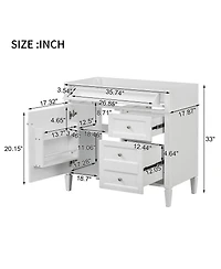 Sillysis 36 Inch Modern Bathroom Vanity without Top Sink, Soft Close Drawers and Adjustable Shelf for Small Spaces