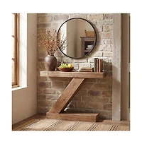 Tribesigns 41.3” Solid Wood Console Table, Z-Shaped Entryway Table, Mid-Century Modern Sofa Table