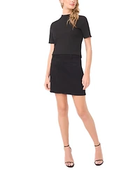 Vince Camuto Women's Short-Sleeve Mock Neck Top