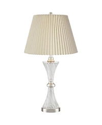 Regency Hill Luca Modern Table Lamps 25 1/2" High Set of 2 Twisted Glass with Usb Charging Port Drum Shade for Bedroom Living Room Desk