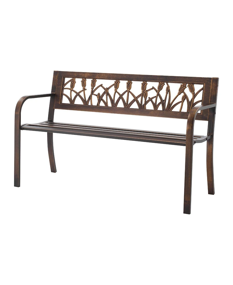 Gouun 30-Inch Steel Frame Bench with Slatted Seat