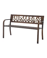 Gouun 30-Inch Steel Frame Bench with Slatted Seat