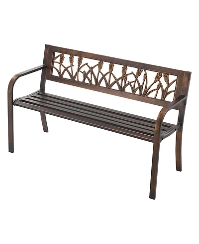 Gouun 30-Inch Steel Frame Bench with Slatted Seat