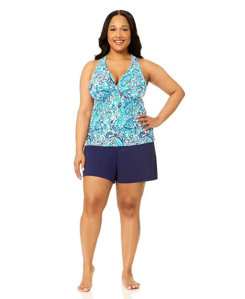 Island Escape Plus H-Back V-Neck Underwire Tankini Top, Macy's Exclusive