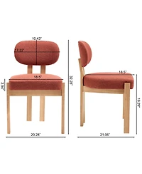 Rainsken Wooden Dining Chairs Set of 2, Modern Fabric Upholstered Kitchen Chairs with Curved Backrest and Solid Wood Legs for Dining Room