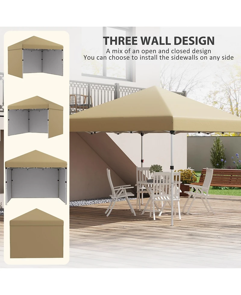 Outsunny 10' x 10' Pop Up Canopy with 3 Sidewalls and Carry Bag,