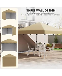 Outsunny 10' x 10' Pop Up Canopy with 3 Sidewalls and Carry Bag,