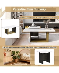 Rainsken Nesting Coffee Tables Set of 2, Small Square Coffee End Table