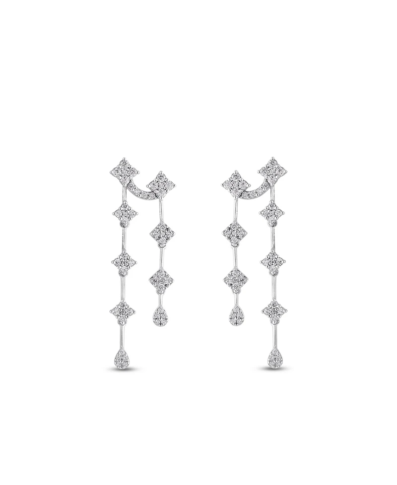 Diamond Double Drop Earrings (1 ct. t.w.) in 14k White Gold