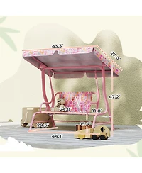 Qaba Kids Porch Swing, 2-Seater Outdoor Patio Swing with Safety Belt