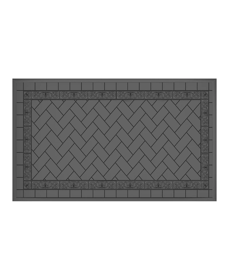 Clihome Cast Aluminum Patio Dining Table With Black Frame and Carved Texture on the Tabletop