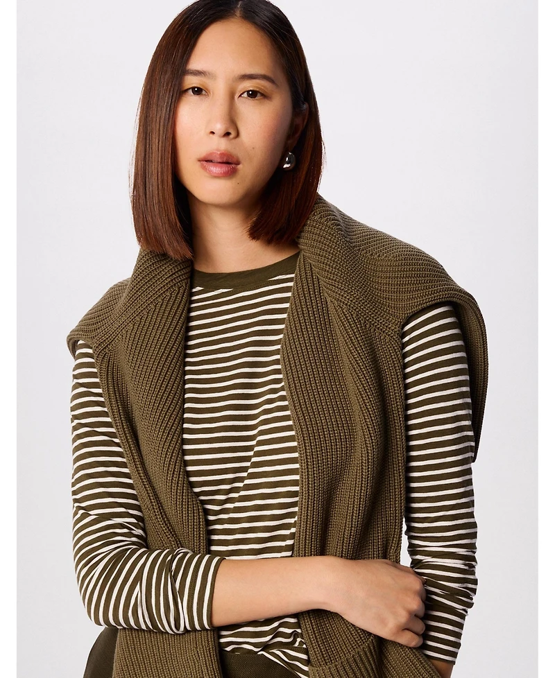 Whistles Women's Stripe Crew Neck Pocket Top