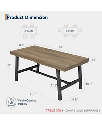 gaomon Industrial Dining Table for 4-6 People, 63" Long Kitchen Table with Sturdy Metal Frame, Rectangular Counter for Dinner, Kitchen, Dining Room