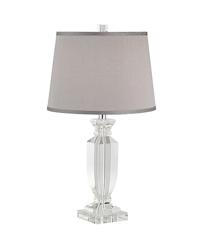 Vienna Full Spectrum Sherry 25" High Modern Table Lamp Usb Dimmer Crystal Single Gray Shade Living Room Charging Bedroom Bedside