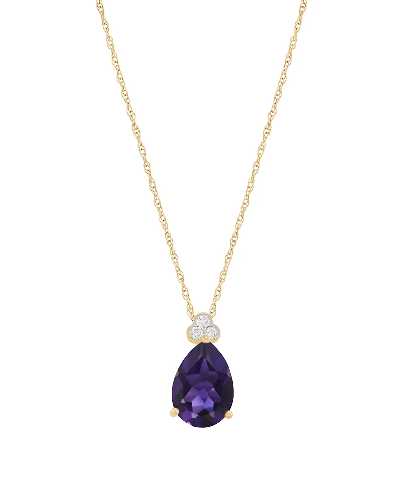 Macy's Amethyst (1-1/2 ct. t.w.) & Diamond Accent Drop Pendant Necklace 14k Yellow Gold (Also Available Multi-Stones)