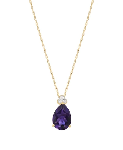 Macy's Amethyst (1-1/2 ct. t.w.) & Diamond Accent Drop Pendant Necklace 14k Yellow Gold (Also Available Multi-Stones)
