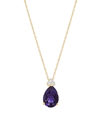 Macy's Amethyst (1-1/2 ct. t.w.) & Diamond Accent Drop Pendant Necklace 14k Yellow Gold (Also Available Multi-Stones)