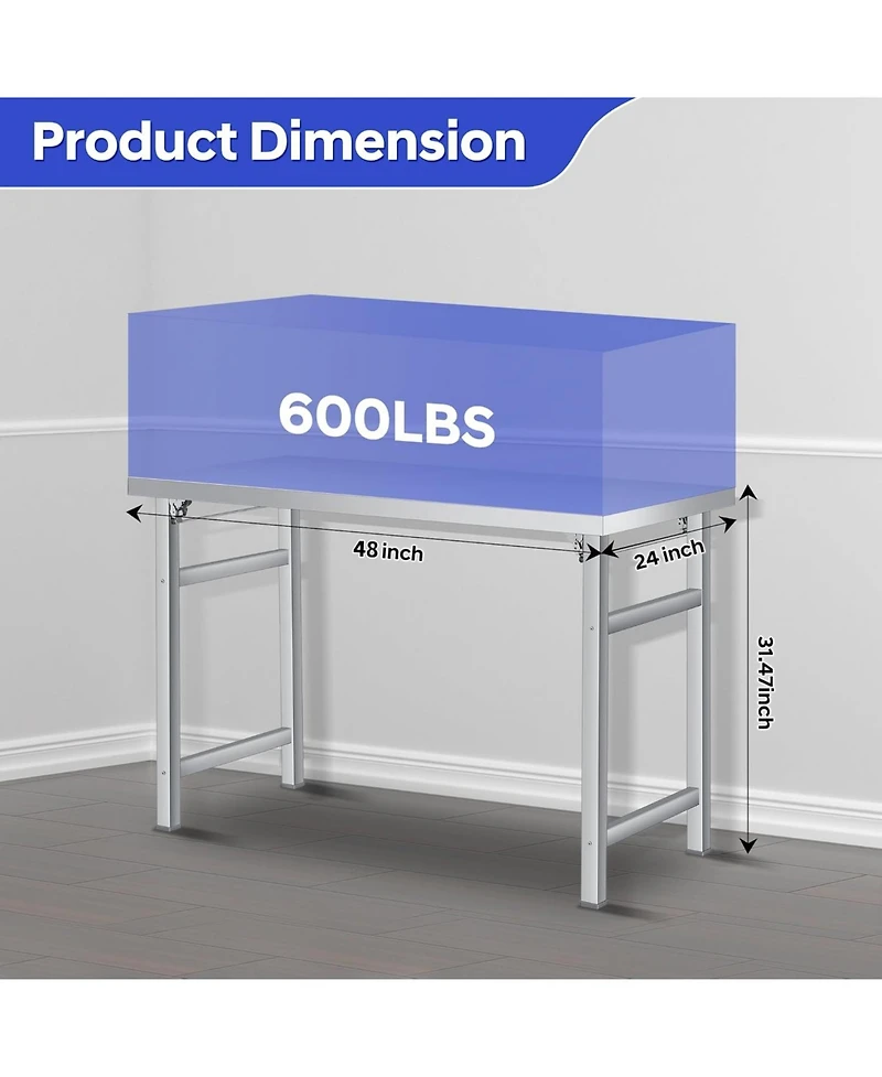 gaomon Stainless Steel Folding Table (48x24 in) - Commercial Work Table for Home, Kitchen, Restaurant, Garage, Camping, Outdoor, 520 Lbs Load