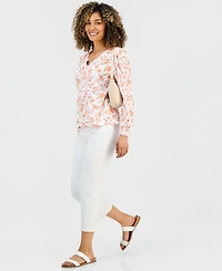 Style & Co Petite Fresh Paisley V-Neck Long-Sleeve Top, Macy's Exclusive