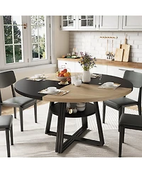 gaomon Round Dining Table for 4-6, 47.2 in Farmhouse Kitchen Table with Storage, Circle Dinner Tables