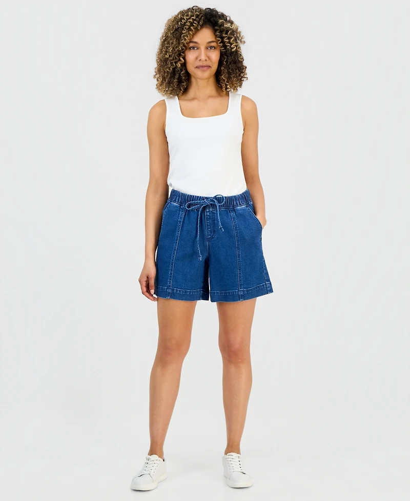 Style & Co Petite Pull-On High-Rise Denim Shorts, Macy's Exclusive
