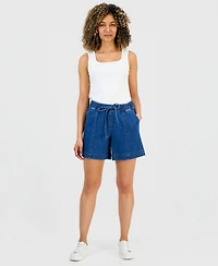 Style & Co Petite Pull-On High-Rise Denim Shorts, Macy's Exclusive