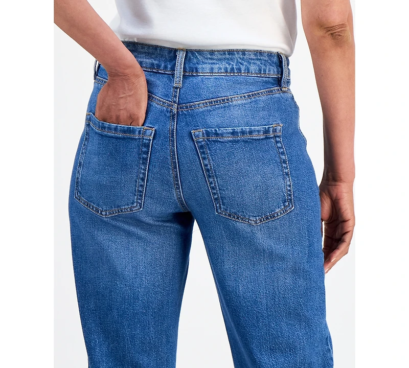 Style & Co Petite Mid-Rise Relax Straight-Leg Jeans, Macy's Exclusive