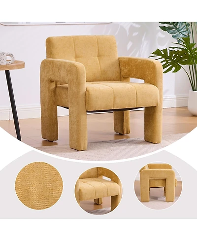 Rainsken Modern Accent Chair, Chenille Fabric Upholstered Armchair, Single Lounge Chair for Living Room, Bedroom, Reading Nook