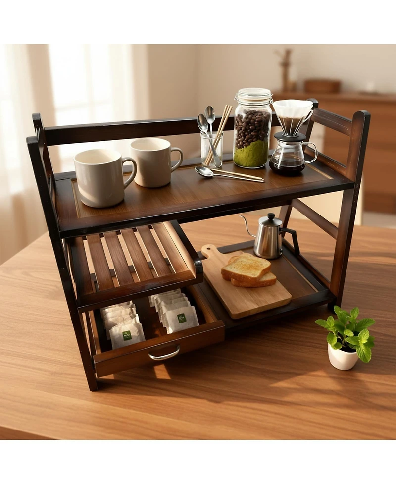 Yigii Matcha Station Coffee Organizer Shelf For Kitchen Countertop Tea Bar Powder Tools Cup Lovers