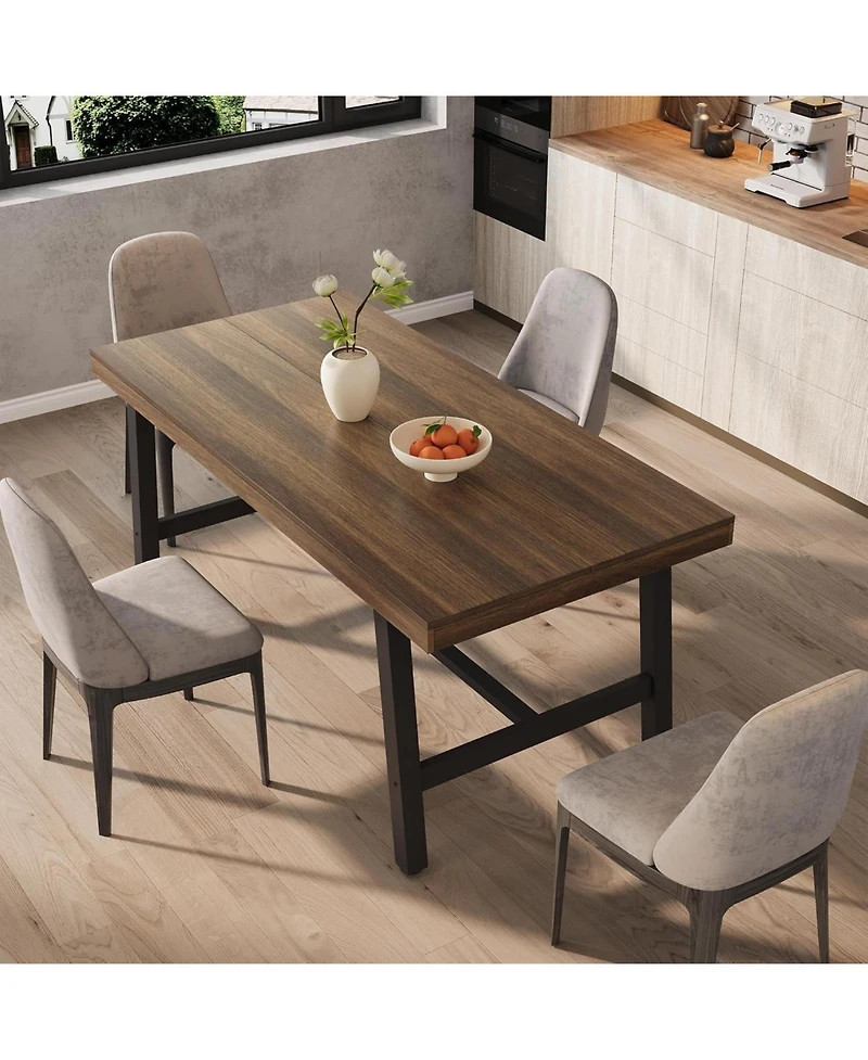 gaomon Industrial Dining Table for 4-6 People, 63" Long Large Kitchen Table with Sturdy Metal Frame, Rectangular Counter.