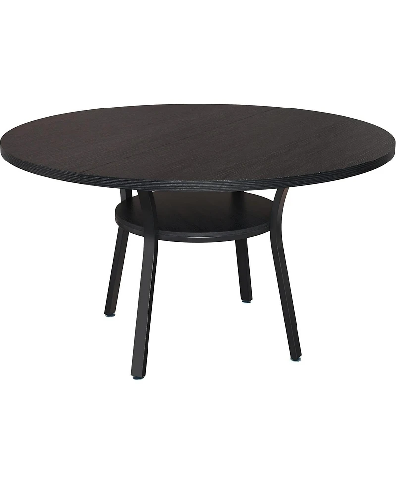 gaomon Round Dining Table for 4-6, 47 Inch Kitchen Table with Storage, Wooden Circle Dinner Table with Metal Legs