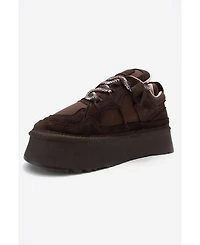 Forever & Always Shoes Women's Riven Leather Platform Sneaker