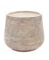 LuxenHome LuxenHome Distressed Tan MgO Tapered Round Planter