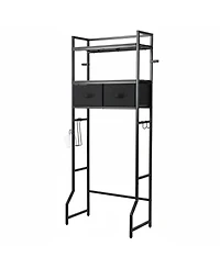 Yigii Over The Toilet Storage Cabinet Freestanding 2 Tier Shelves Fabric Drawers Tall Organizer