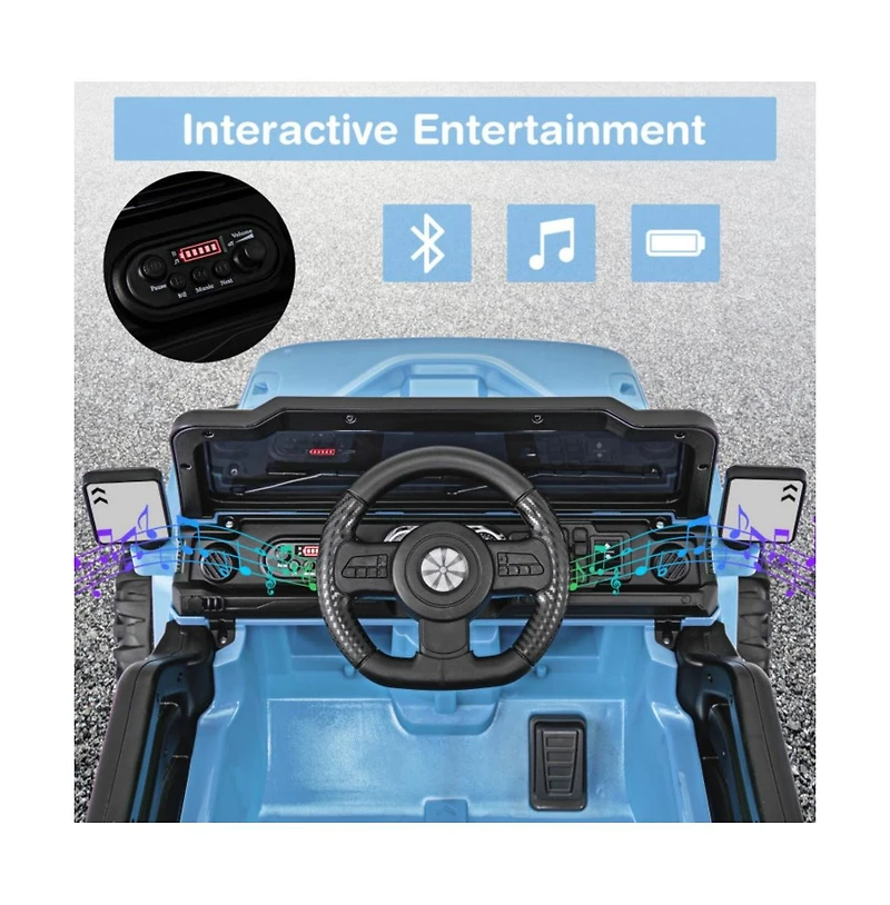 Hongge 12V Kids Ride on Truck Car with Remote Control Threaded Wheels and 3 Speeds