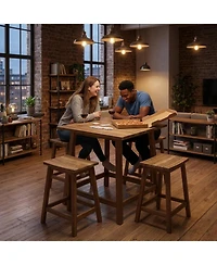 Tribesigns Solid Wood Counter Height Dining Table for 2-4, Farmhouse Square Kitchen Table