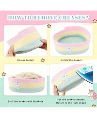 Yigii 3 Pastel Rainbow Unicorn Woven Rope Storage Baskets