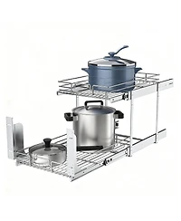 Yigii 2-Tier Metal Pullout Cabinet Organizer, Chrome