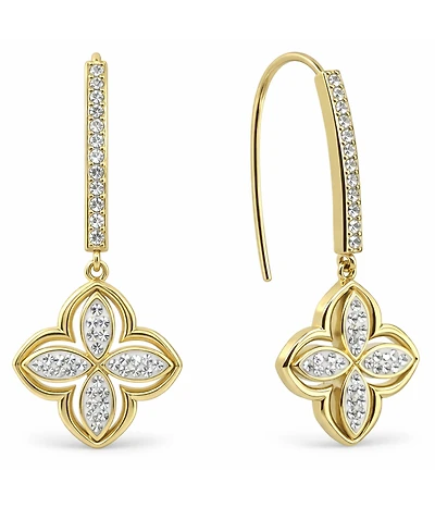 And Now This Clear Crystal Flower Drop Wire Hook Earrings