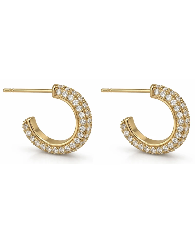 And Now This Clear Cubic Zirconia Pave Hoop Post Earrings