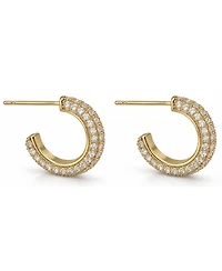 And Now This Clear Cubic Zirconia Pave Hoop Post Earrings