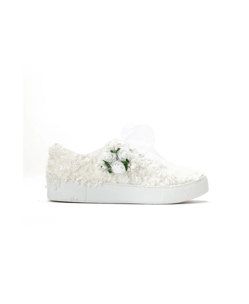 Forever & Always Shoes Women's Rosalie Flower Bridal Sneaker