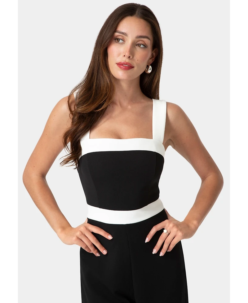 Bebe Women's Colorblock Square Neck Jumpsuit